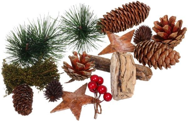 Набор новогодних декораций шишки и хвоя EPI-C37587 