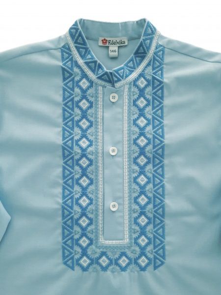 Вишиванка для хлопчиків Едельвіка 205-20/00 з синьою вишивкою р.152 блакитний 