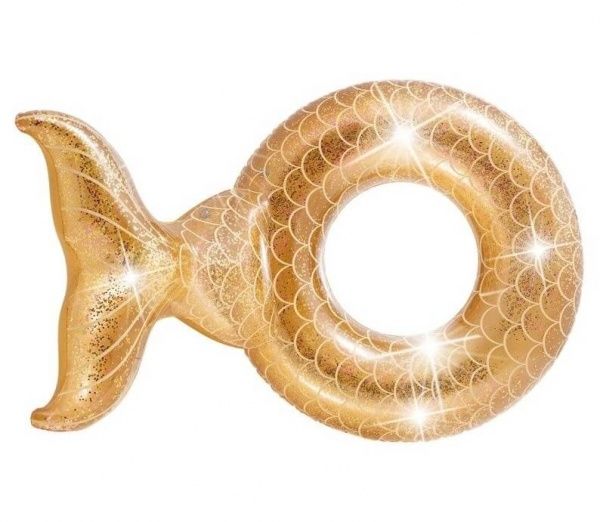 Круг для купання Intex 56258 Русалочка Золотий блиск 175х119 см