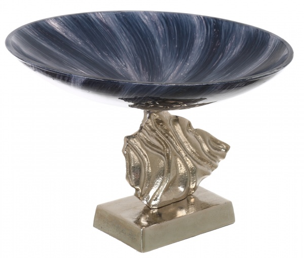 Фруктовница PANACHE Pacifica 23 см темно-синий с белым/никель 