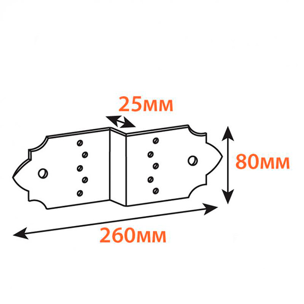 Кутник декоративний Z-подібний 260x80x25 мм 1,8 мм