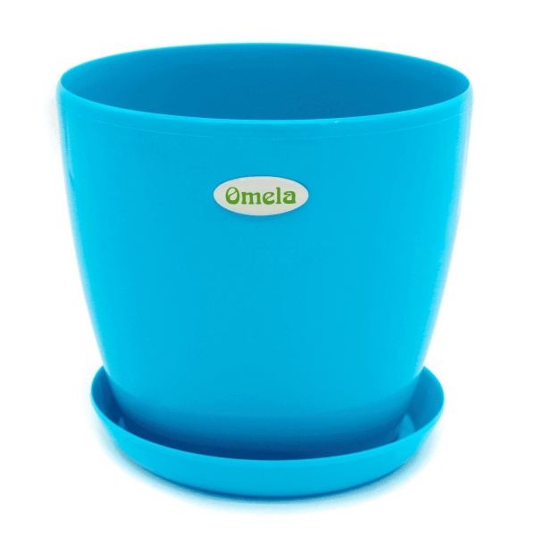 Горщик пластиковий Омела Глянець 2,2 літра круглий світло-блакитний 