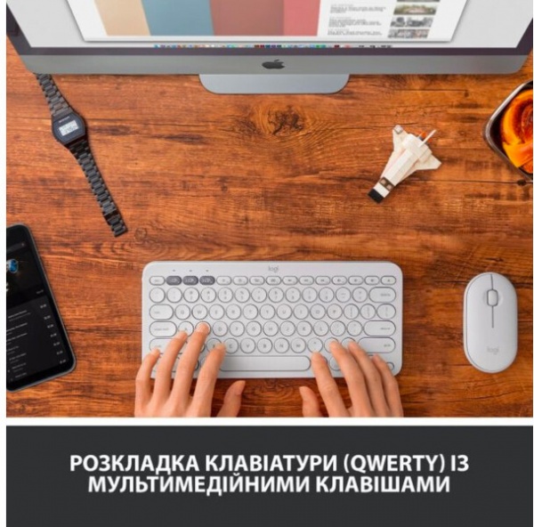 Клавіатура Logitech K380 for MAC Multi-Device Bluetooth Keyboard Offwhite (L920-010407) 