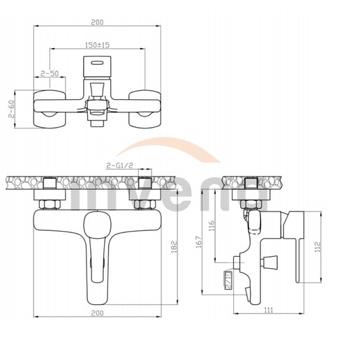 Змішувач для ванни/душу Invena GLAMOUR TREND чорний BW-02-004