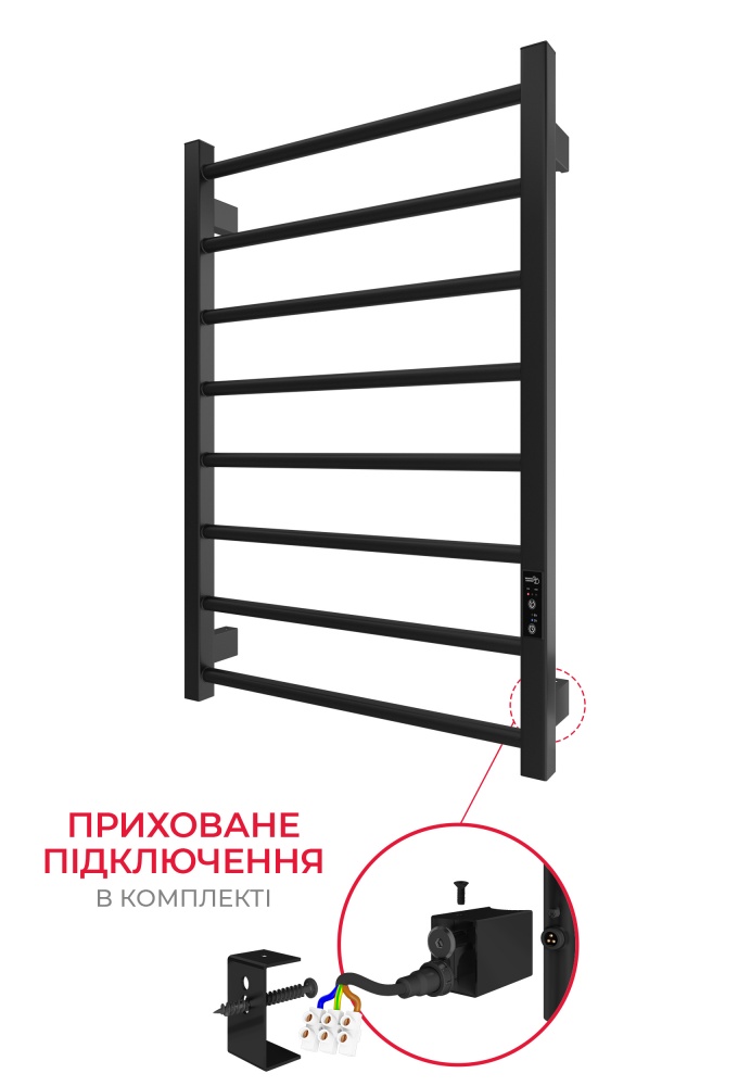 Полотенцесушитель электрический HYGGE FAMILY Leeds 770x530 черный мат