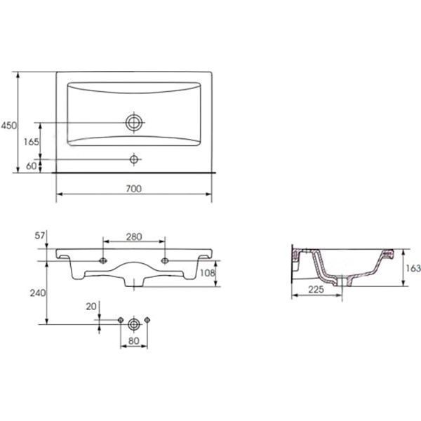 Умывальник мебельный Cersanit Como 70