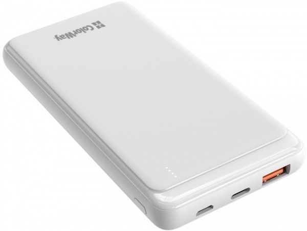Внешний аккумулятор (Powerbank) ColorWay Slim USB QC3.0 + USB-C PD 18W 10000 mAh white (CW-PB100LPG3WT-PD) 
