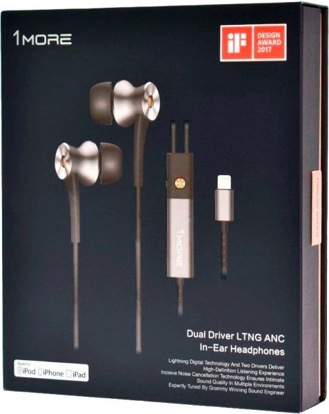 Гарнітура 1More Dual Driver Lightning ANC Mic E1004 grey 