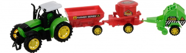 Игровой набор Shantou х6 шт. фермерский трактор с прицепами зеленый JY238796