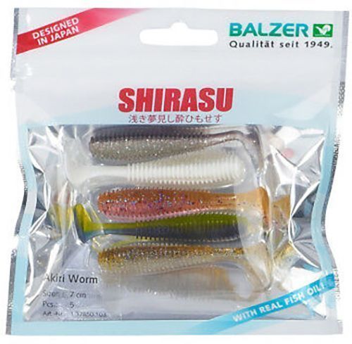Віброхвіст Balzer 70 мм 5 шт. Shirasu Akiri Worm Color Mix 3