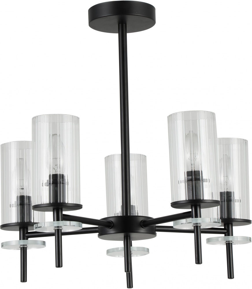 Люстра потолочная Sensio Canis 5x40 Вт E14 черный/прозрачный ALG-74590/5