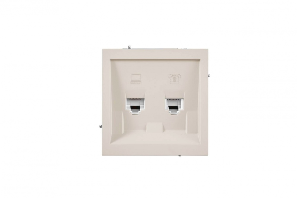 Механізм розетки комп'ютерна + телефонна HausMark Juna IP20 пісочна/бежевий 7041-1888U2-143