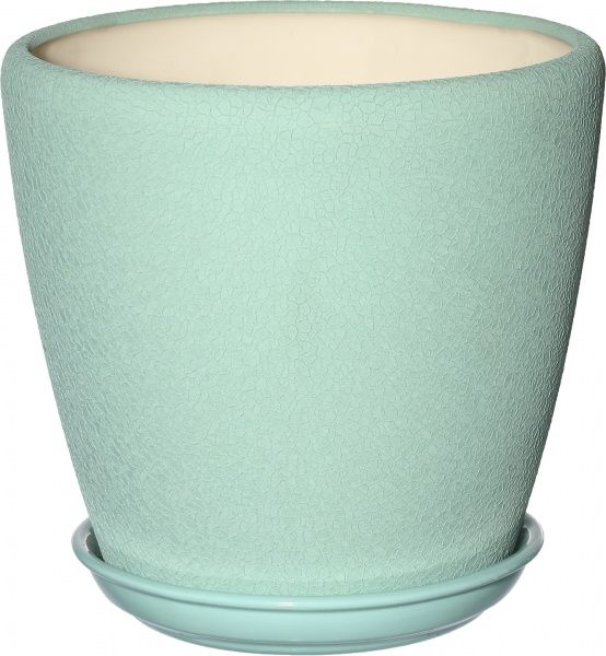 Горшок керамический Ориана-Запорожкерамика Грация №2 шелк бирюзовый круглый 4,5л бирюзовый (056-2-079) 