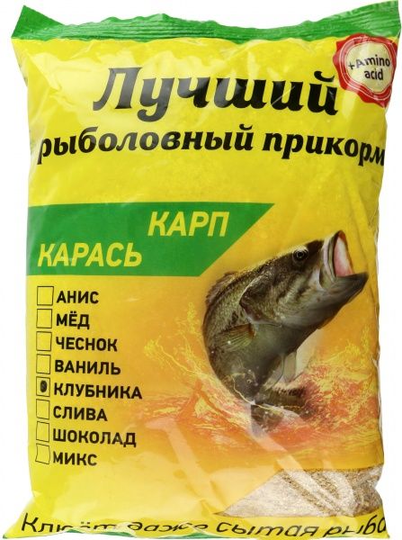 Прикормка Лучший 700 г клубника Кращий короп/карась полуниця