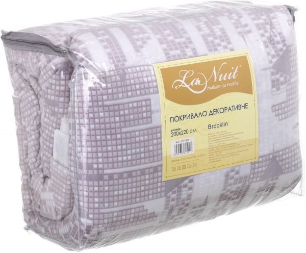 Покривало декоративне Brooklin 200x220 см La Nuit білий із фіолетовим 