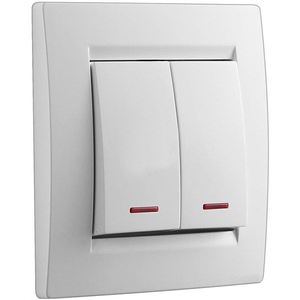 Вимикач двоклавішний UP! (Underprice) One з підсвіткою 220В білий 706-0202-112