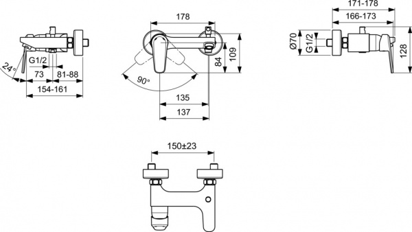 Смеситель для ванны Vidima Seval B0973AA
