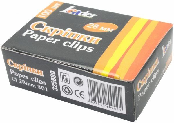 Скріпки СІ 301 28 мм 100 шт Leader
