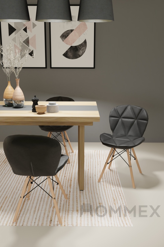 Стул обеденный Hommex Karmen экокожа Black черный / дерево светлое