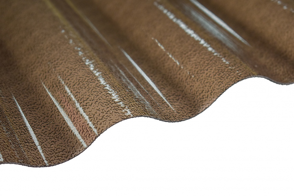 Гофрований монолітний полікарбонат TOMO Plex 1,1x1045x2000 мм хвиля текстурований бронзовий