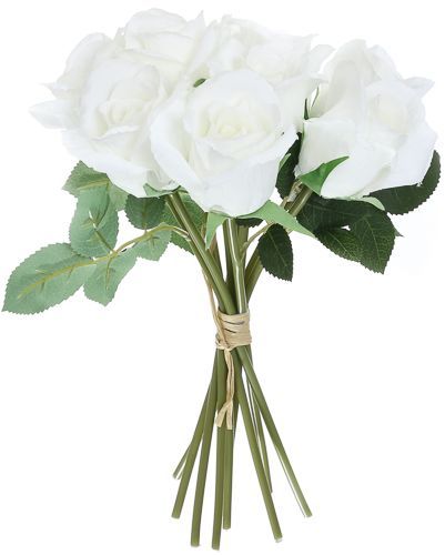 Растение искусственное Букет роз 30 см белый 9
