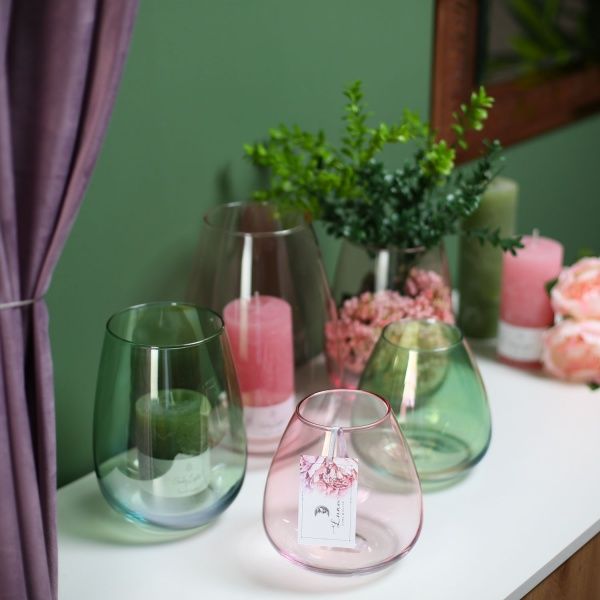 Ваза стеклянная прозрачная Luster 20х15 см розовая Wrzesniak Glassworks