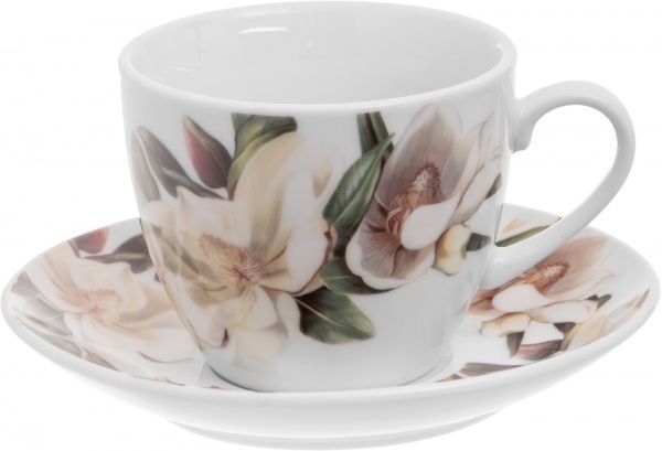 Чашка з блюдцем Біла Магнолія 200 мл K24-198-089 Keramia