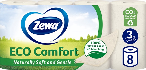Туалетний папір Zewa Eco Comfort (150 відривів) тришаровий 8 шт.
