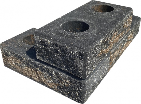 Цегла гіперпресована LEGO-FASAD колота кутова помаранчево-чорна