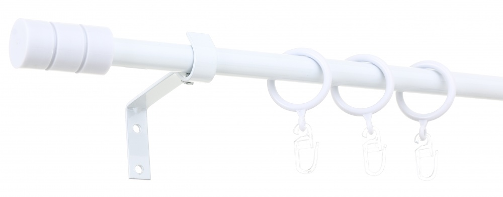 Карниз Bella Vita металевий розсувний циліндр одинарний укомплектований 160 см білий
