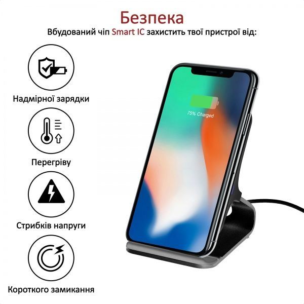 Беспроводное зарядное устройство Promate AuraDock-6 15 Вт Black