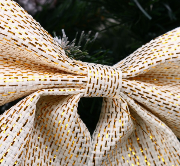 Декорация новогодняя бант 18х20 см золотой