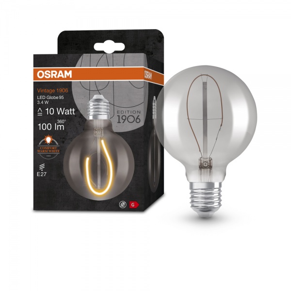 Лампа светодиодная Osram Vintage FIL Globe 818 SM 10 Вт прозрачная E27 220 В 1800 К 