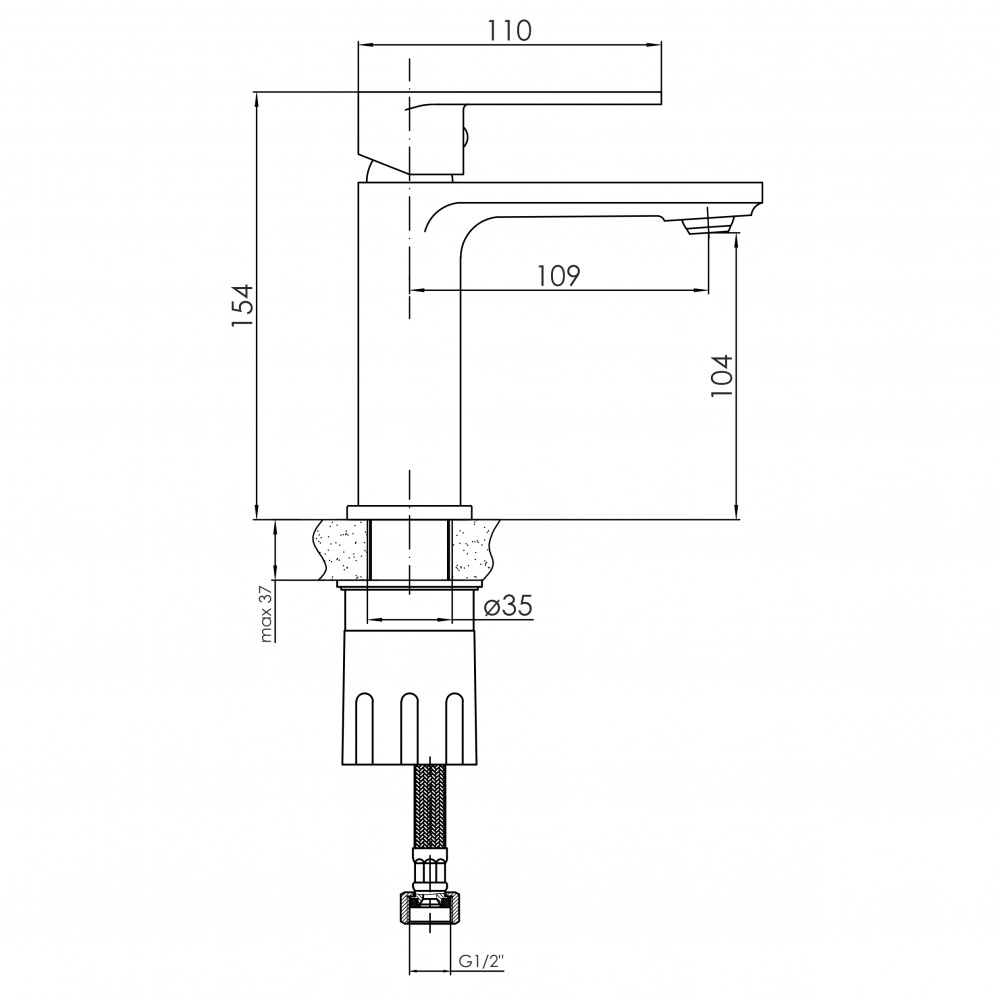 Смеситель для умывальника VOLLE CARLOS, 25 мм, cromo