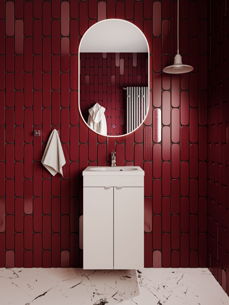 Тумба RIO білий мат з умивальником Status 44 см