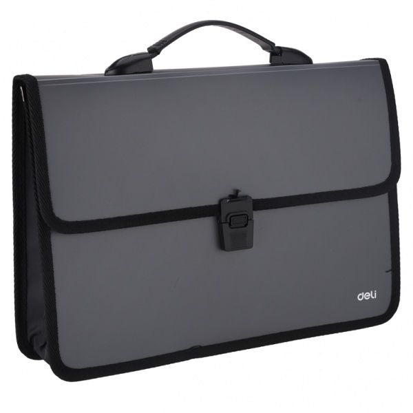 Папка-портфель EB50312 серый 2отд А4 на замке Deli