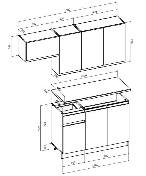 Кухня Сидней Грейд МДФ 1,8 м 