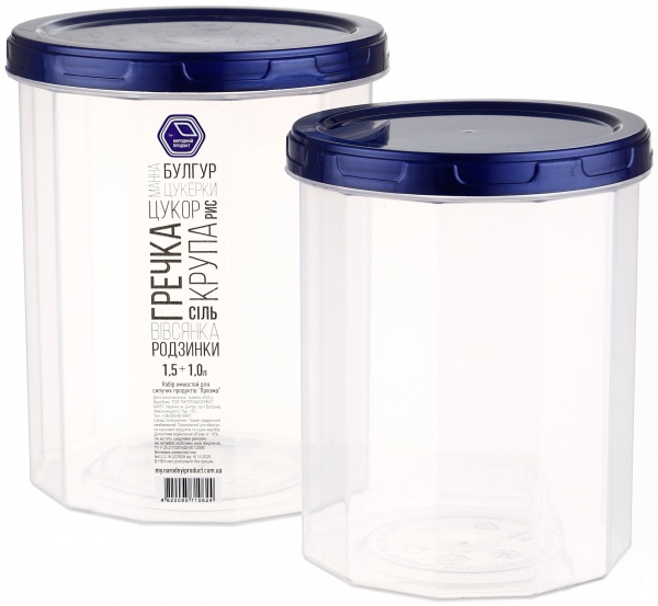 Набор емкостей для хранения 2 шт (1,0л+1,5л) пластик Народный продукт