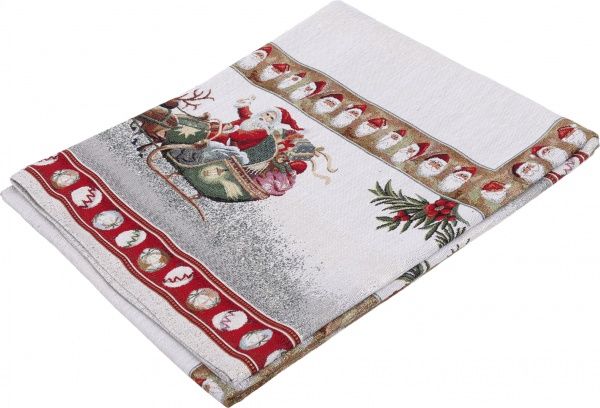 Скатерть гобеленовая новогодняя с люрексом 140x140 см разноцветный 