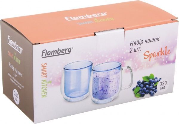 Набір чашок Sparkle Blue 330 мл Flamberg Smart Kitchen