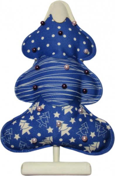 Прикраса новорічна на підставці Ялинка яруси синя з перлинами 30 см 