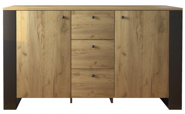 Комод SOKME 2Д/3Ш Олд Вуд дуб крафт золотий/чорний 