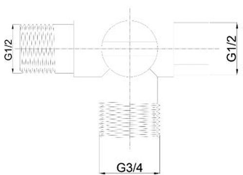 Тройник шаровой Rubineta 1/2х1/2х3/4 662001