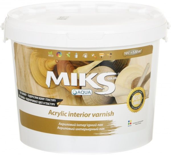 Лак интерьерный акриловый MIKS Color полумат 10 л бесцветный