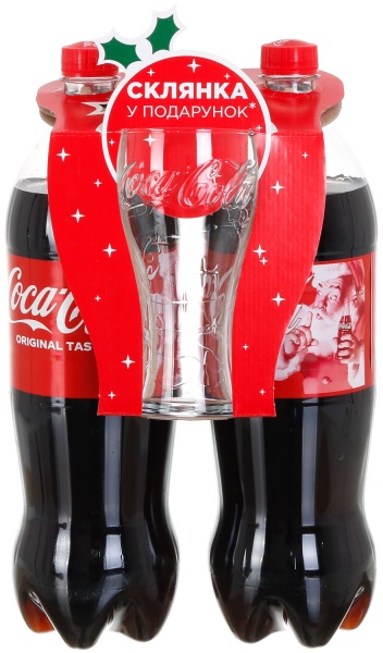 Безалкогольный напиток Coca-Cola Набор 2х1,5л + бокал 