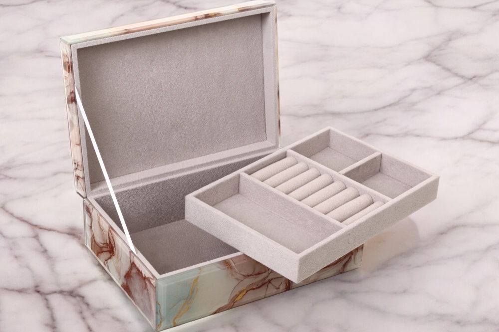 Шкатулка для украшений Rosalie 26x18x9,5 см розовый мрамор