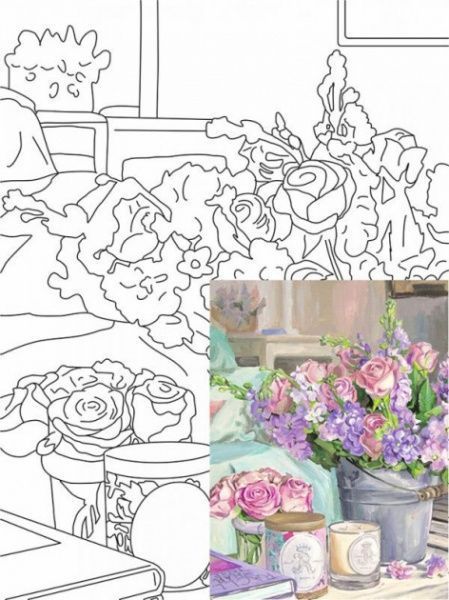 Полотно на картоні з контуром Натюрморт №25 Rosa Start 