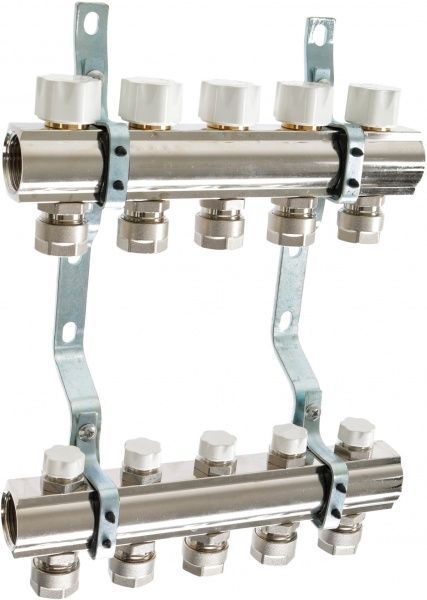 Колекторна група з відсікачами і термоклапанами Luxor М30х1,5 5 виходів для радіаторів