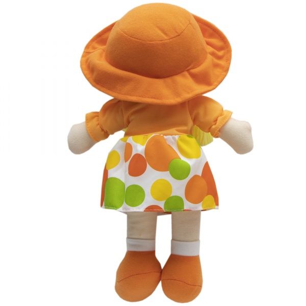 Кукла Девилон 860906 мягконабивная с вышитым личиком 36 см оранжевая