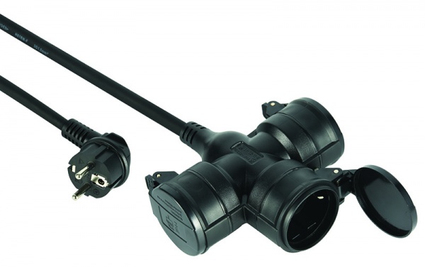 Подовжувач Electraline RNF 3x1,5 мм із заземленням 3 гн. чорний 1 м 55095 